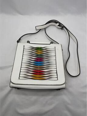 Mellow World White With Multi-Colors Purse Crossbody Or Wristlet